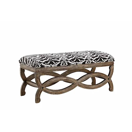 Hawfinch Accent Bench with Zanzibar Pewter Fabric